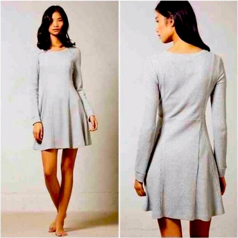 NWT Anthropologie E By Eloise Gray Flannel Knit Fit & Flare Skater Dress L